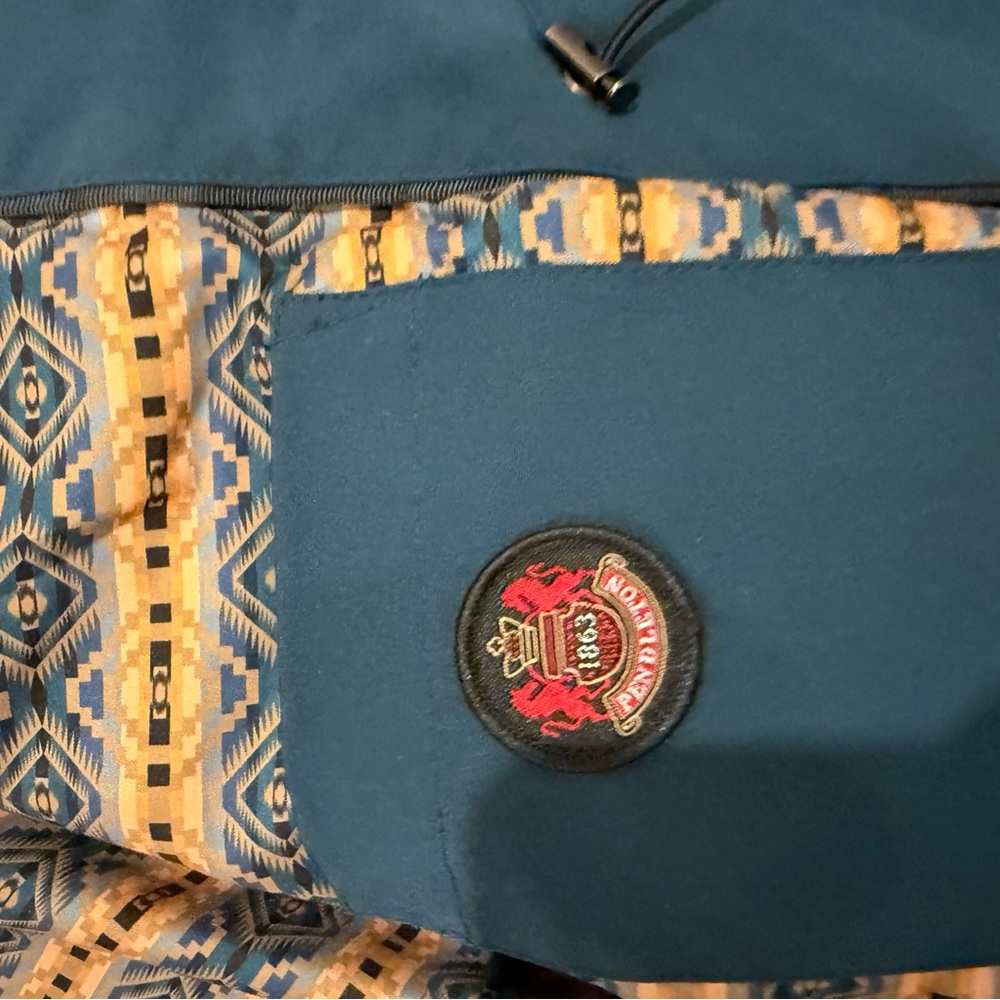 Pendleton Blue and Tan Patterned Fabric - image 4